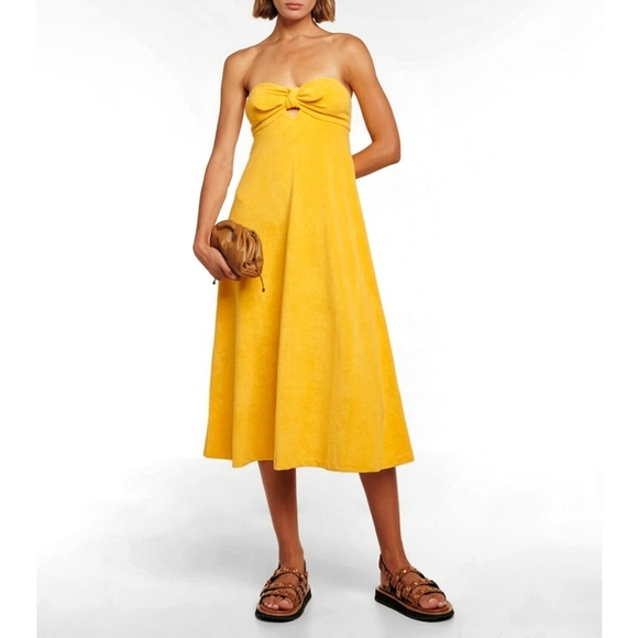 Zimmermann Jeannine Terry Cloth Resort Bow Tie Front Midi Dress - Picture 1 of 15